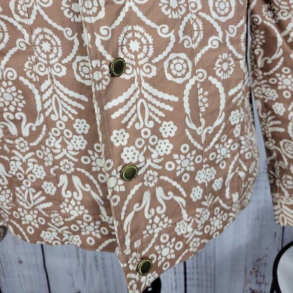Liz Claiborne Brown & Tan Size 16 Boho Chic Patterned Shacket Jacket Blazer - Picture 4 of 9